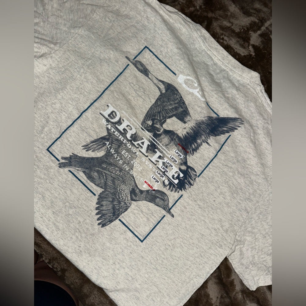 Drake Gray Short Sleeve Tee with Blue Graphic